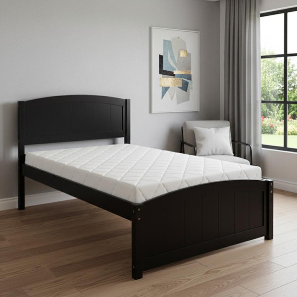 HomeRoots Espresso Wood Twin Bed Frame - Stylish, Durable Design with Supportive Slats for Ultimate Comfort 606794