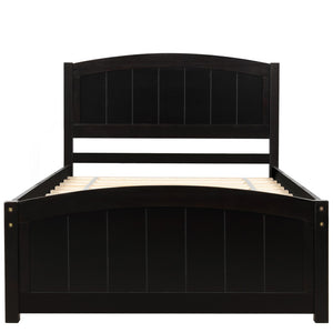 HomeRoots Espresso Wood Twin Bed Frame - Stylish, Durable Design with Supportive Slats for Ultimate Comfort 606794