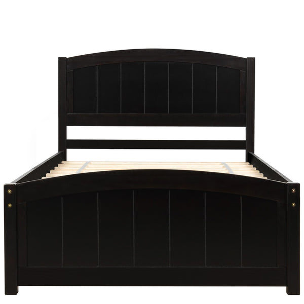 HomeRoots Espresso Wood Twin Bed Frame - Stylish, Durable Design with Supportive Slats for Ultimate Comfort 606794