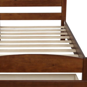 HomeRoots Walnut Wood Twin Bed Frame - Modern Platform Design with Durable Support and Elegant Aesthetic Finish 606795