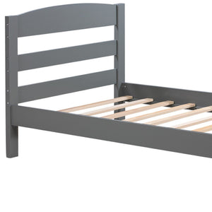 HomeRoots Gray Wood Twin Bed Frame with Integrated Storage Drawer - Modern Design for Small Spaces & Kids' Rooms 606796