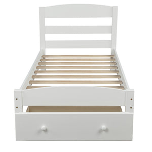 HomeRoots White Wood Twin Bed Frame - Modern Minimalist Design for Cozy Bedrooms, Durable & Easy Assembly! 606797