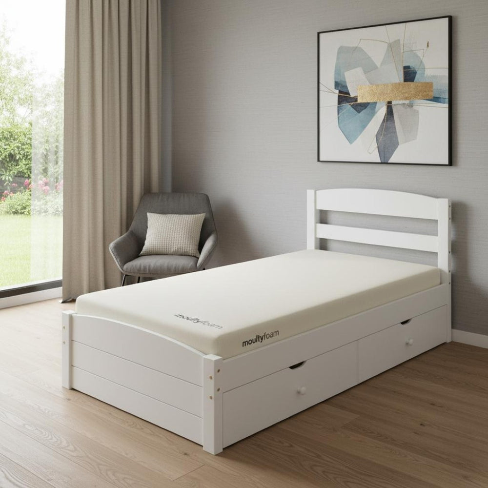 HomeRoots White Wood Twin Bed Frame - Modern Minimalist Design for Cozy Bedrooms, Durable & Easy Assembly! 606797