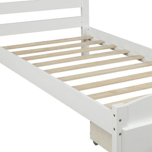 HomeRoots White Wood Twin Bed Frame - Modern Minimalist Design for Cozy Bedrooms, Durable & Easy Assembly! 606797