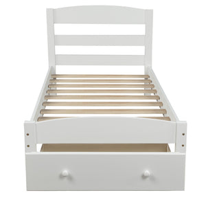 HomeRoots White Wood Twin Bed Frame - Modern Minimalist Design for Cozy Bedrooms, Durable & Easy Assembly! 606797