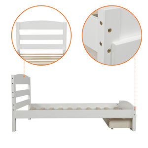 HomeRoots White Wood Twin Bed Frame - Modern Minimalist Design for Cozy Bedrooms, Durable & Easy Assembly! 606797