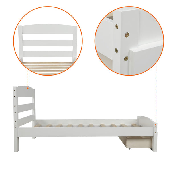 HomeRoots White Wood Twin Bed Frame - Modern Minimalist Design for Cozy Bedrooms, Durable & Easy Assembly! 606797