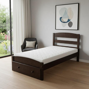 HomeRoots Espresso Wood Twin Bed Frame with Storage Drawer - Stylish, Durable, and Practical for Every Bedroom 606798