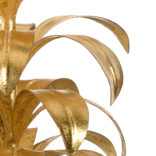 Wildwood Les Feuilles Lamp Hand-Sculpted Iron Leaves With Crystal Column, Antique Gold Finish For Elegant Rooms 60680