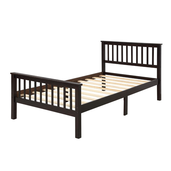 HomeRoots Espresso Wood Twin Bed Frame - Durable Platform Design with Elegant Finish for Ultimate Comfort & Style 606800