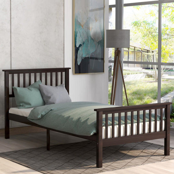 HomeRoots Espresso Wood Twin Bed Frame - Durable Platform Design with Elegant Finish for Ultimate Comfort & Style 606800