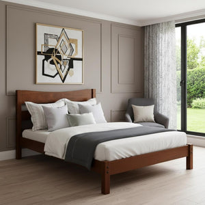 HomeRoots Walnut Twin Bed Frame – Modern Minimalist Design, Durable Wood, Supports 450 lbs, Slat System Included 606801