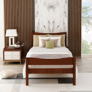 HomeRoots Walnut Twin Bed Frame – Modern Minimalist Design, Durable Wood, Supports 450 lbs, Slat System Included 606801