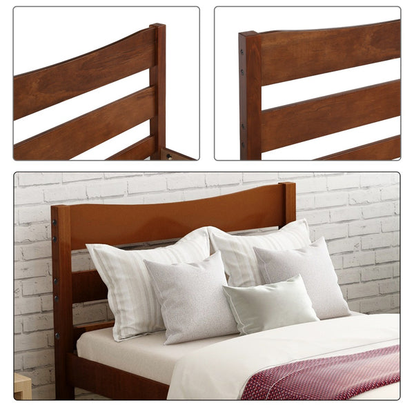 HomeRoots Walnut Twin Bed Frame – Modern Minimalist Design, Durable Wood, Supports 450 lbs, Slat System Included 606801