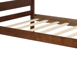 HomeRoots Walnut Twin Bed Frame – Modern Minimalist Design, Durable Wood, Supports 450 lbs, Slat System Included 606801