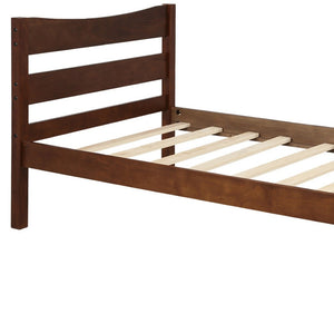 HomeRoots Walnut Twin Bed Frame – Modern Minimalist Design, Durable Wood, Supports 450 lbs, Slat System Included 606801