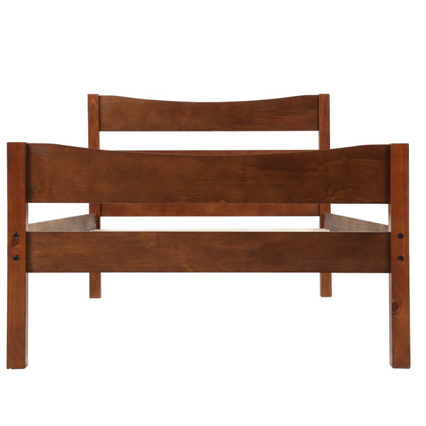 HomeRoots Walnut Twin Bed Frame – Modern Minimalist Design, Durable Wood, Supports 450 lbs, Slat System Included 606801