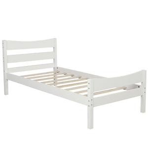 HomeRoots White Wood Twin Bed Frame - Modern, Stylish Design with Durable Support Slats for Cozy Sleep Space 606802