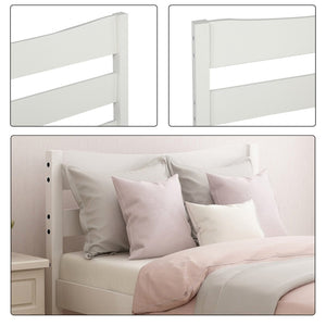 HomeRoots White Wood Twin Bed Frame - Modern, Stylish Design with Durable Support Slats for Cozy Sleep Space 606802