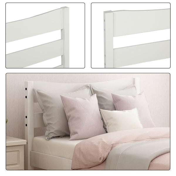 HomeRoots White Wood Twin Bed Frame - Modern, Stylish Design with Durable Support Slats for Cozy Sleep Space 606802