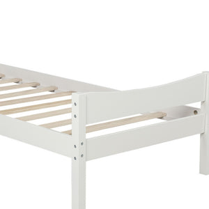 HomeRoots White Wood Twin Bed Frame - Modern, Stylish Design with Durable Support Slats for Cozy Sleep Space 606802