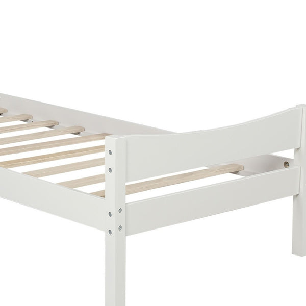 HomeRoots White Wood Twin Bed Frame - Modern, Stylish Design with Durable Support Slats for Cozy Sleep Space 606802