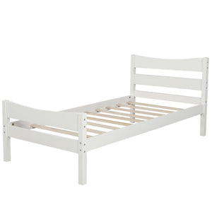 HomeRoots White Wood Twin Bed Frame - Modern, Stylish Design with Durable Support Slats for Cozy Sleep Space 606802