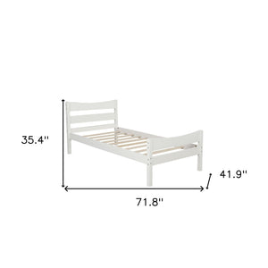 HomeRoots White Wood Twin Bed Frame - Modern, Stylish Design with Durable Support Slats for Cozy Sleep Space 606802