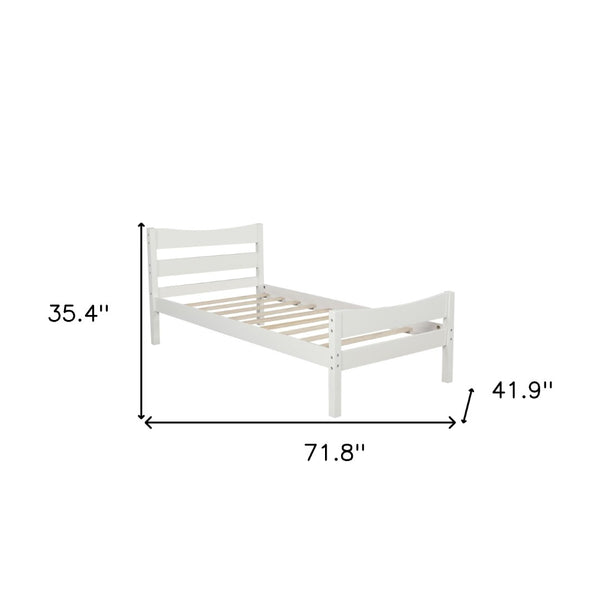 HomeRoots White Wood Twin Bed Frame - Modern, Stylish Design with Durable Support Slats for Cozy Sleep Space 606802