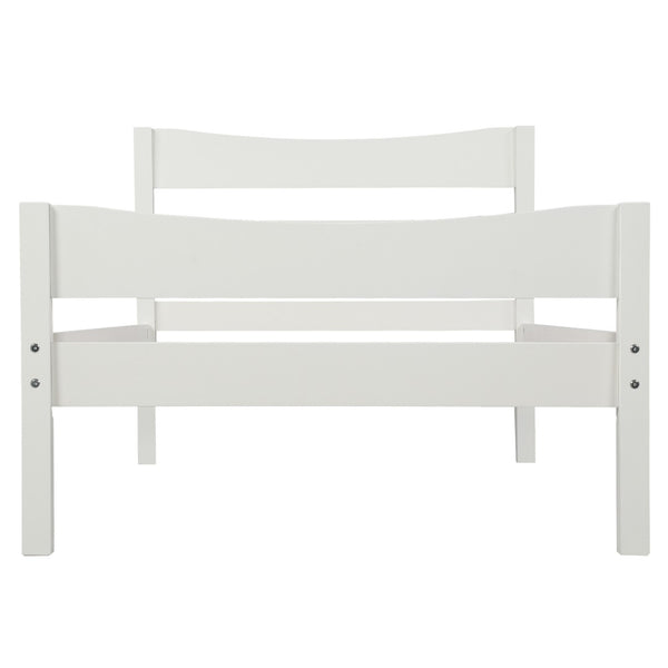 HomeRoots White Wood Twin Bed Frame - Modern, Stylish Design with Durable Support Slats for Cozy Sleep Space 606802