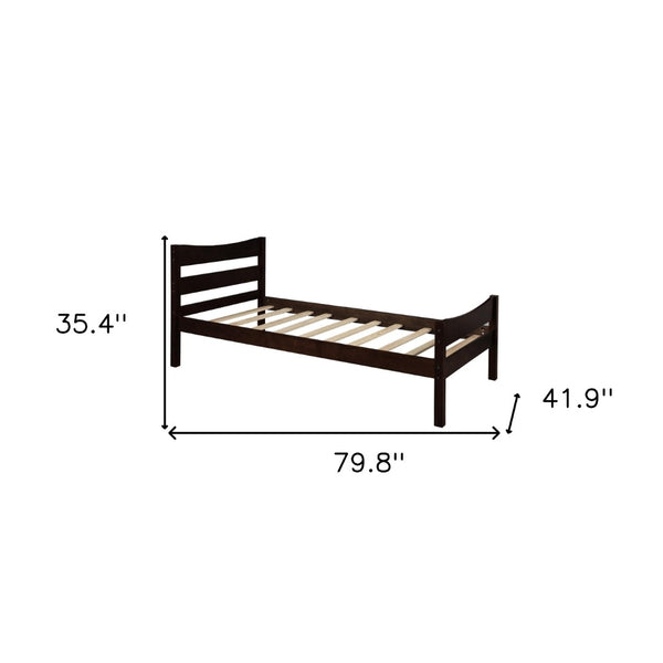 HomeRoots Espresso Wood Twin Bed Frame – Modern, Durable Platform Design for Stylish Sleep Spaces & Comfort 606803