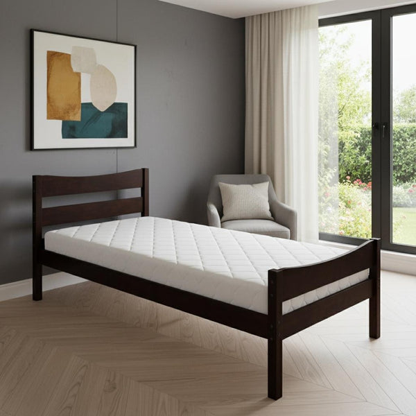 HomeRoots Espresso Wood Twin Bed Frame – Modern, Durable Platform Design for Stylish Sleep Spaces & Comfort 606803