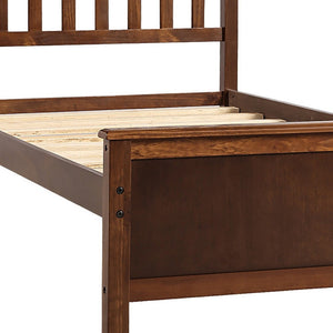 HomeRoots Walnut Wood Twin Bed Frame - Elegant Platform Design with Sturdy Slats for Timeless Bedroom Comfort 606804