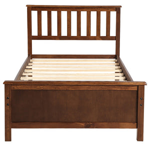 HomeRoots Walnut Wood Twin Bed Frame - Elegant Platform Design with Sturdy Slats for Timeless Bedroom Comfort 606804