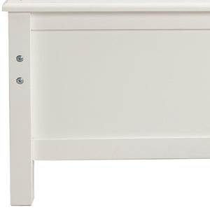 HomeRoots White Wood Twin Bed Frame - Elegant, Durable Design with Headboard & Footboard for Modern Bedrooms 606805