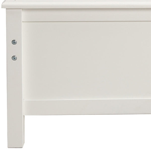 HomeRoots White Wood Twin Bed Frame - Elegant, Durable Design with Headboard & Footboard for Modern Bedrooms 606805