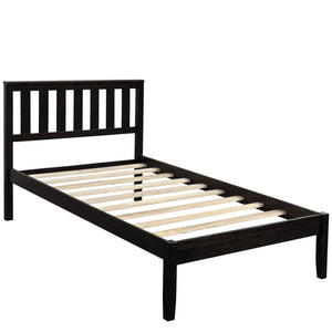 HomeRoots Espresso Wood Twin Bed Frame - Modern Platform Design with 15 Slats for Ultimate Support & Style 606807