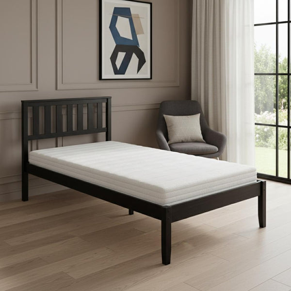 HomeRoots Espresso Wood Twin Bed Frame - Modern Platform Design with 15 Slats for Ultimate Support & Style 606807