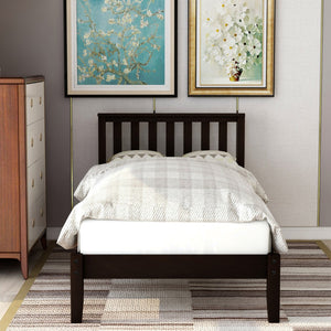 HomeRoots Espresso Wood Twin Bed Frame - Modern Platform Design with 15 Slats for Ultimate Support & Style 606807