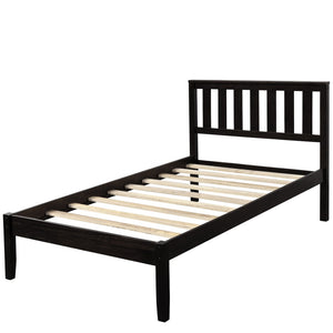 HomeRoots Espresso Wood Twin Bed Frame - Modern Platform Design with 15 Slats for Ultimate Support & Style 606807