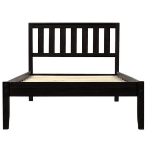 HomeRoots Espresso Wood Twin Bed Frame - Modern Platform Design with 15 Slats for Ultimate Support & Style 606807