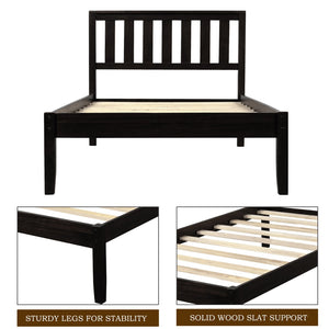 HomeRoots Espresso Wood Twin Bed Frame - Modern Platform Design with 15 Slats for Ultimate Support & Style 606807