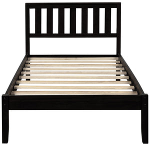 HomeRoots Espresso Wood Twin Bed Frame - Modern Platform Design with 15 Slats for Ultimate Support & Style 606807