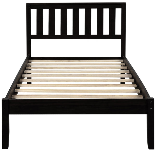 HomeRoots Espresso Wood Twin Bed Frame - Modern Platform Design with 15 Slats for Ultimate Support & Style 606807