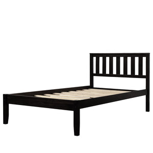 HomeRoots Espresso Wood Twin Bed Frame - Modern Platform Design with 15 Slats for Ultimate Support & Style 606807