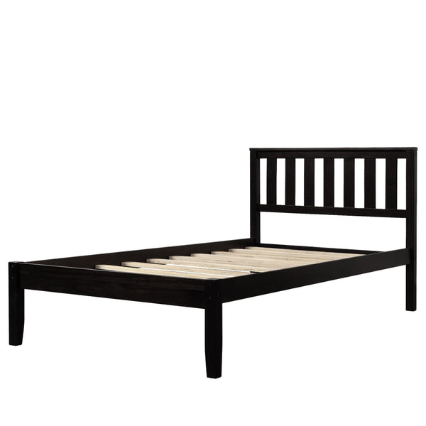 HomeRoots Espresso Wood Twin Bed Frame - Modern Platform Design with 15 Slats for Ultimate Support & Style 606807