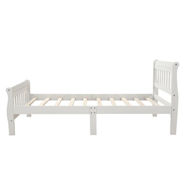 HomeRoots White Wood Twin Bed Frame – Classic Design with Sturdy Support, Easy Assembly & Timeless Elegance 606808