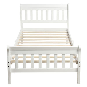 HomeRoots White Wood Twin Bed Frame – Classic Design with Sturdy Support, Easy Assembly & Timeless Elegance 606808