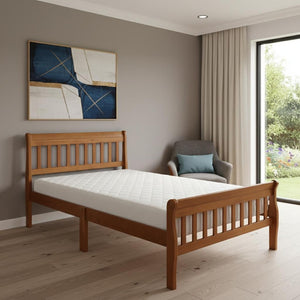 HomeRoots Oak Wood Twin Bed Frame - Durable Solid Oak Design with Headboard, No Box Spring Needed, 450 lbs Capacity 606809