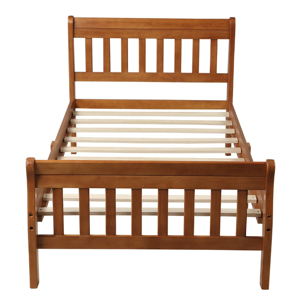 HomeRoots Oak Wood Twin Bed Frame - Durable Solid Oak Design with Headboard, No Box Spring Needed, 450 lbs Capacity 606809